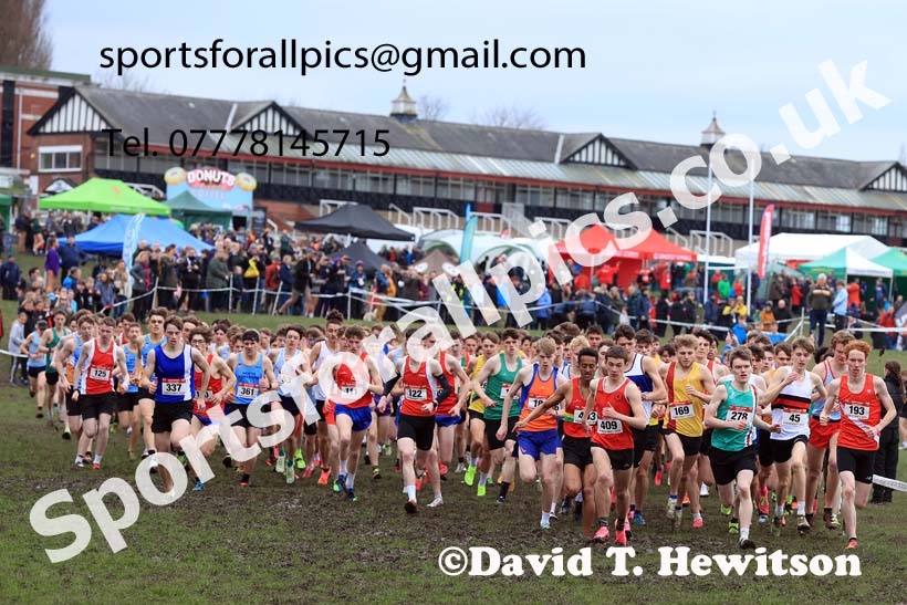 Senior Boys 2024 English Schools Cross Country Champs., Pontefract, March 16th.  Photo: David T. Hewitson/Sports for All Pics